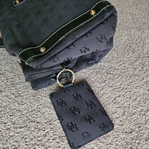 DOONEY AND BOURKE BLACK TOTE SIGNATURE BAG, WITH BLACK LEATHER TRIM KEY TAG - Picture 5 of 7